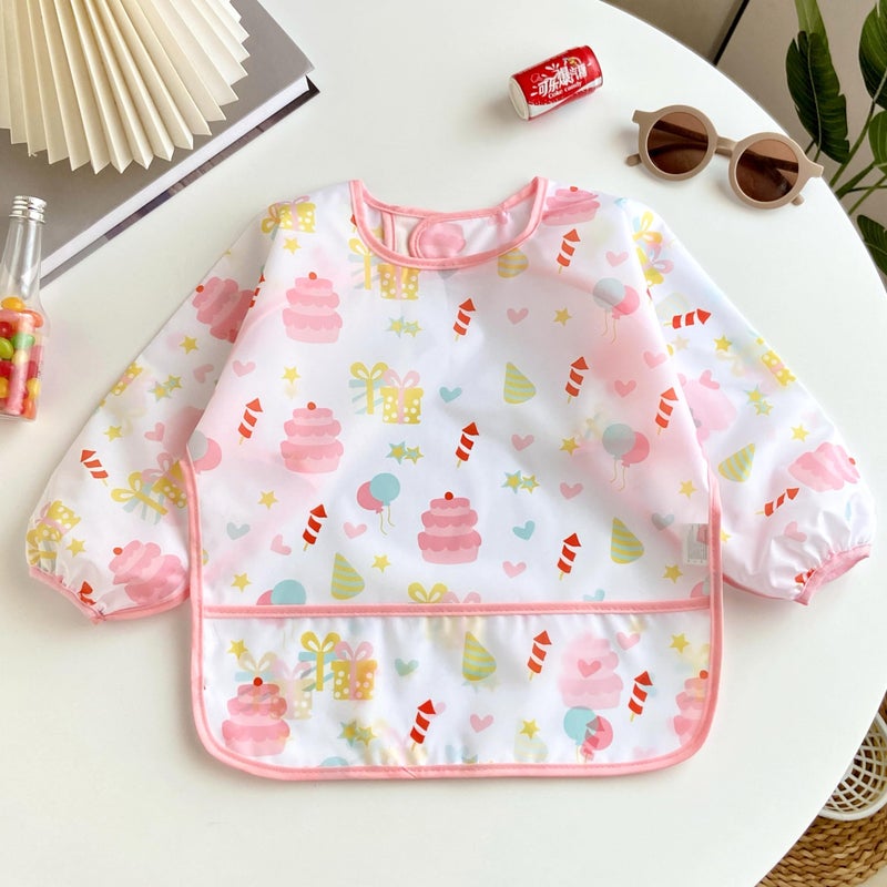 PandaEar (3 Pack Long Sleeve Bibs| Waterproof Full Sleeve Bib for Baby Infant Toddler 6-36 Months (Cake Bunny Giraffe Girl) - Image 4