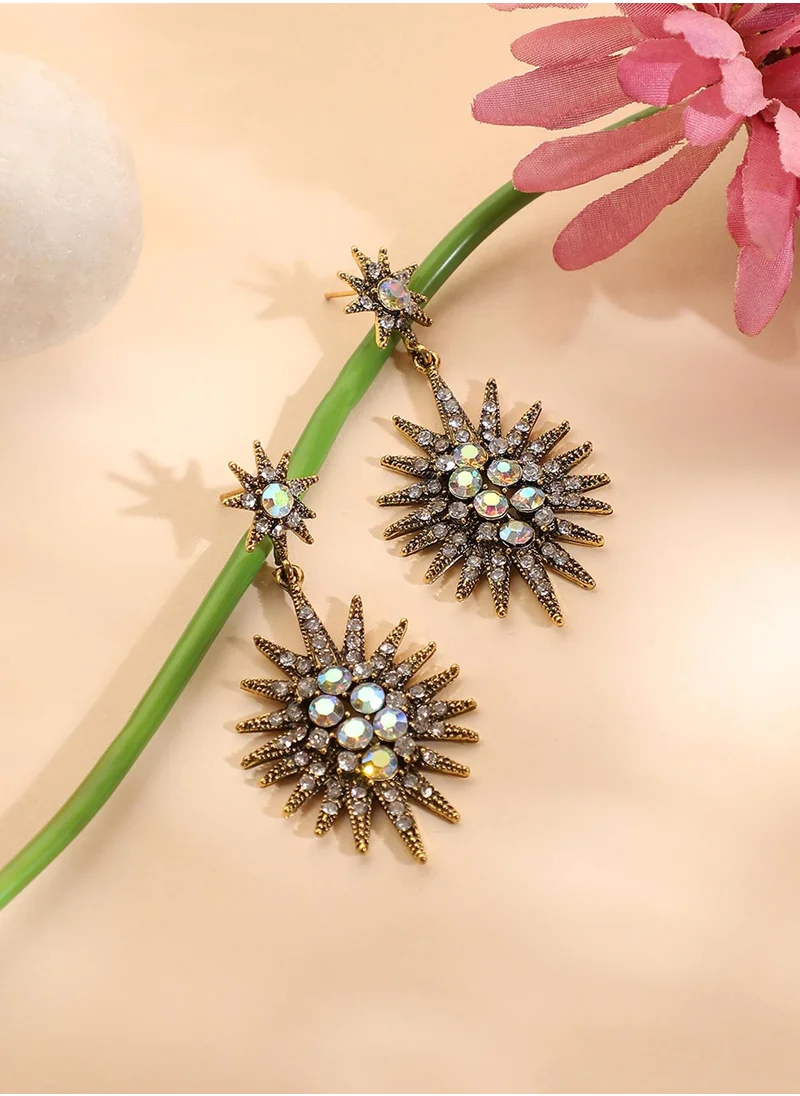 SOHI Crystal Rays Drop Earrings