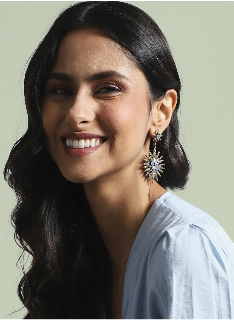 SOHI Crystal Rays Drop Earrings