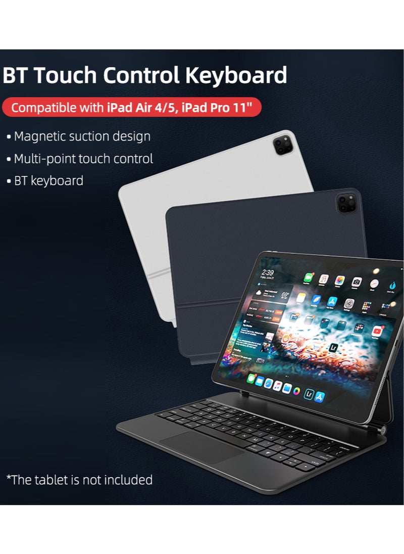 Generic - BT Magnetic Suction Touch Control Keyboard with Protective Shell Compatible with Air 4/5 Pro 11'' Black(with Backlight) - Image 1