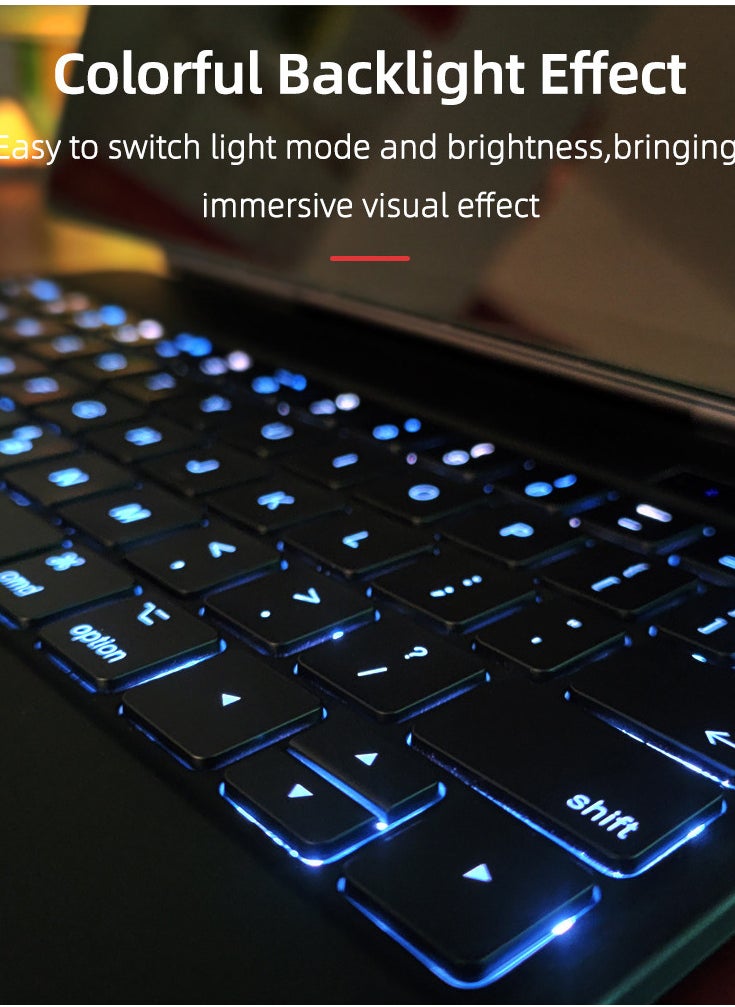 Generic - BT Magnetic Suction Touch Control Keyboard with Protective Shell Compatible with Air 4/5 Pro 11'' Black(with Backlight) - Image 1