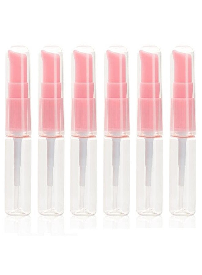 Elandy 6PCS 10ml Refill Empty Plastic Cream Shampoo Lotion Treatment Pump Bottle with Cap Travel Bottles Toiletries Liquid Container Makeup Travel Cosmetic Jars for Lotion Bath Shower (Transparent+Pink) - Image 1