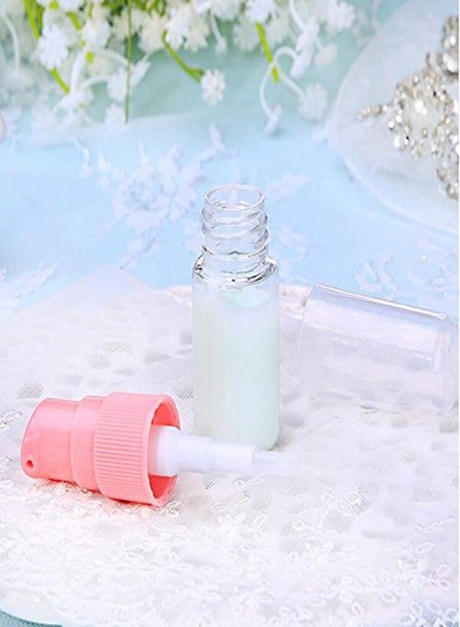 Elandy 6PCS 10ml Refill Empty Plastic Cream Shampoo Lotion Treatment Pump Bottle with Cap Travel Bottles Toiletries Liquid Container Makeup Travel Cosmetic Jars for Lotion Bath Shower (Transparent+Pink) - Image 2