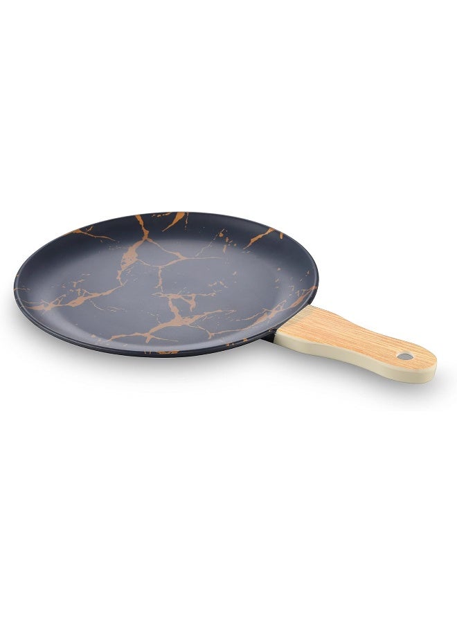 Servewell Servewell Melamine Pizza Plate 30 * 20 * 1.8cm Black + Gold Crack (Wood Grain Color Handle)