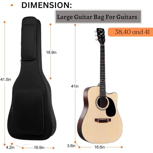 MOCKING BIRD Guitar Bag 10mm 38-41 inch Padded Acoustic Guitar Cover Waterproof Bag Dual Pocket Suitable for Acoustic Guitar (5) - Image 2