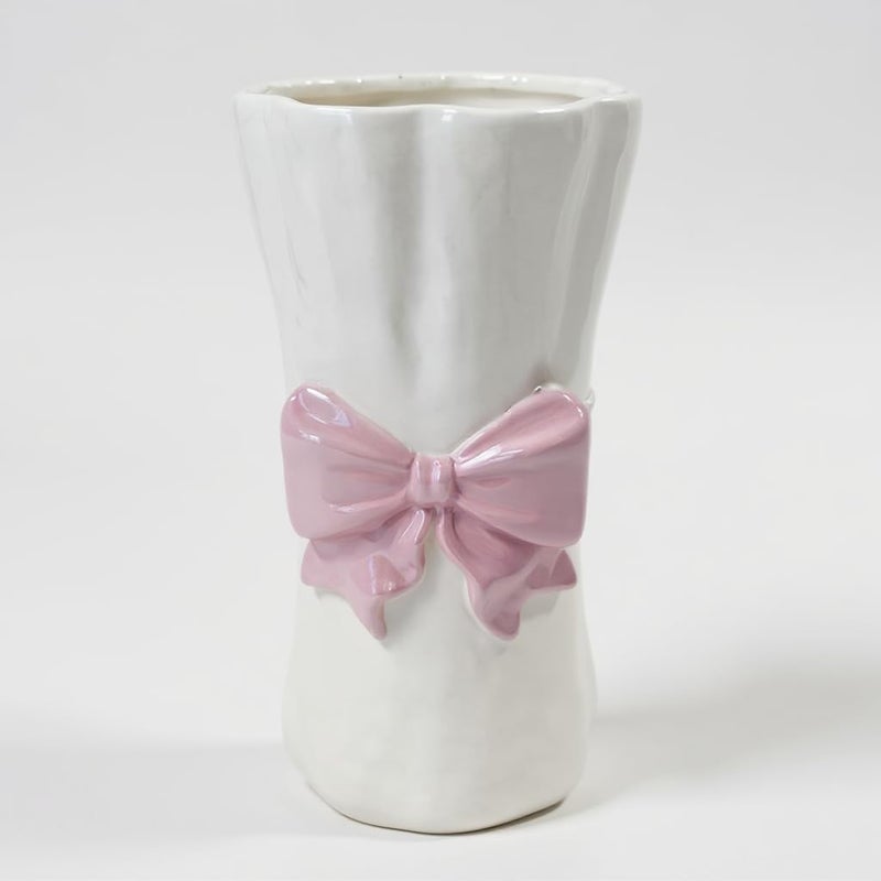 Luxape Bow Flower vase, Bow vase for Flowers, Pink Bow Ceramic Vase â€“ Cute Vase with Shiny Glaze, Modern vase Decor (Pink Bow) - Image 1