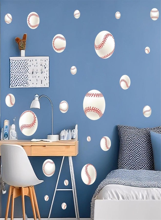 THEYGE 3D Baseball Wall Decals Sport Ball Wall Stickers Baseball Balls Decals Peel and Stick 3D Baseball Wall Decor for Boys Girls Teen Bedroom Baseball Room Playroom Decor - Image 1