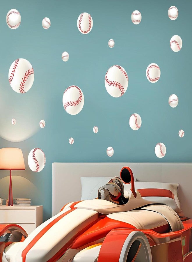 THEYGE 3D Baseball Wall Decals Sport Ball Wall Stickers Baseball Balls Decals Peel and Stick 3D Baseball Wall Decor for Boys Girls Teen Bedroom Baseball Room Playroom Decor - Image 3