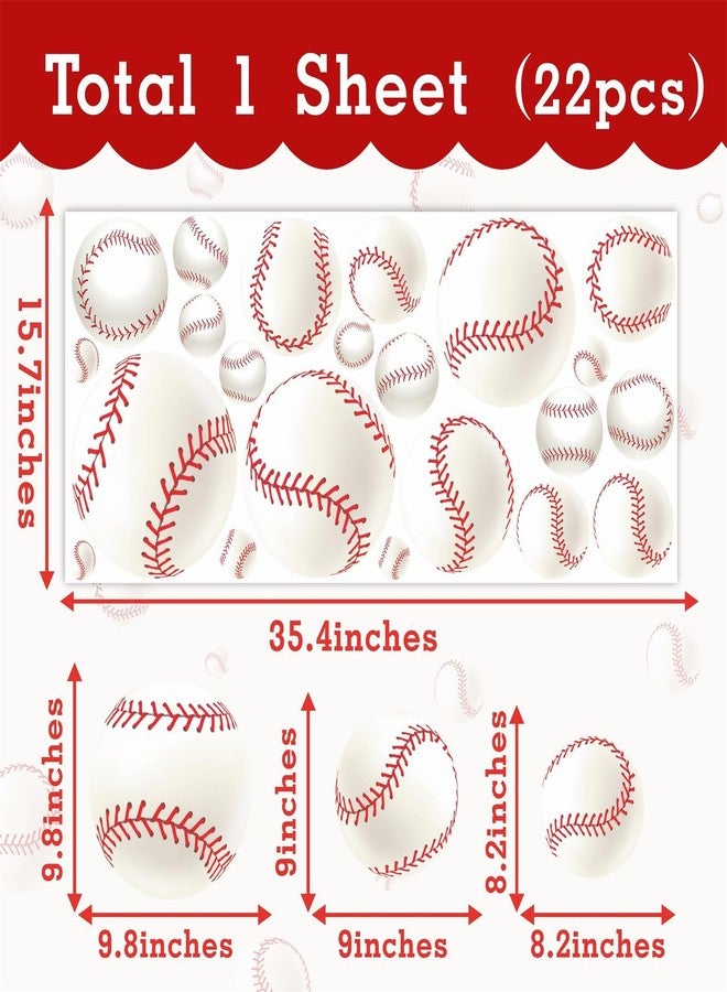 THEYGE 3D Baseball Wall Decals Sport Ball Wall Stickers Baseball Balls Decals Peel and Stick 3D Baseball Wall Decor for Boys Girls Teen Bedroom Baseball Room Playroom Decor - Image 5