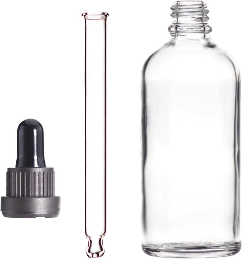 YIZHAO Pipette Bottle 100 ml Clear Apothecary Bottle with Pipette Glass for Essential Oil, Aromatherapy, Massage, Fragrances, Laboratory, Cosmetics, Travel - 4 Pieces - Image 4