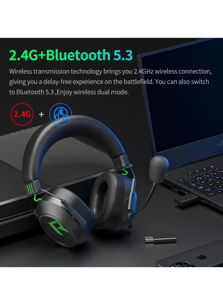 Plextone The Plextone G810 Wireless Gaming Headset with Bluetooth Noise Cancelling, Built-in Microphone and Detachable Microphone, with RGB Backlighting, a battery life of up to 16 hours of continuous gaming and 36 hours of listening to music, and a fast audio response of 0.25ms. - Image 3