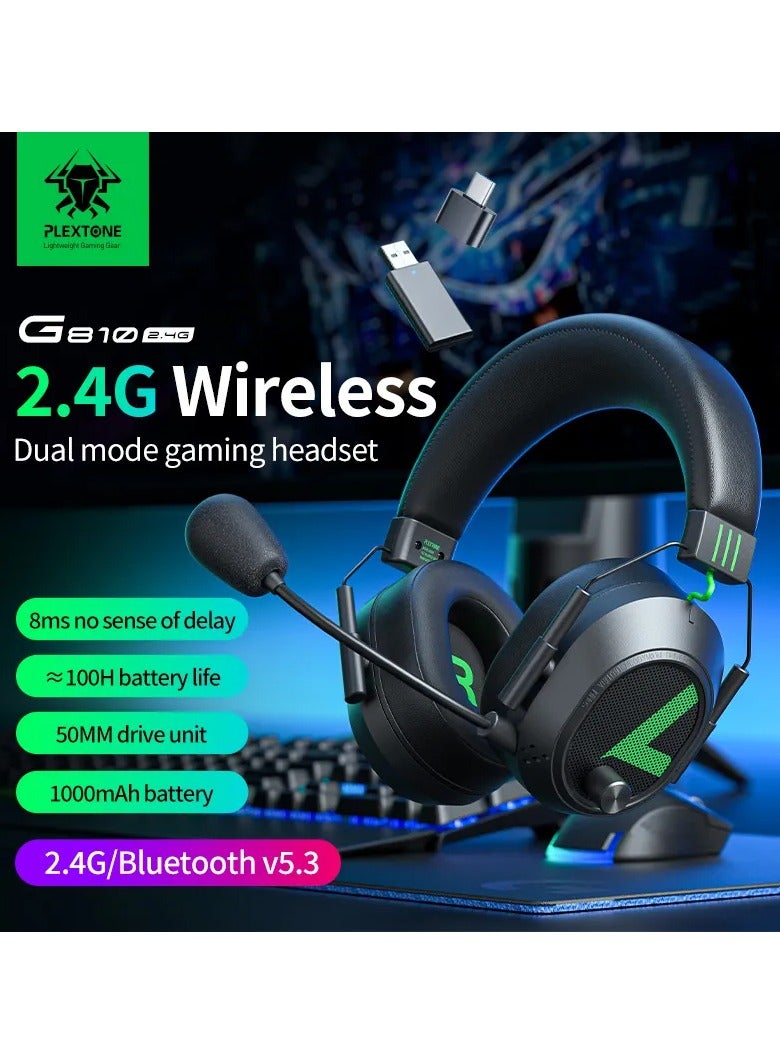 Plextone The Plextone G810 Wireless Gaming Headset with Bluetooth Noise Cancelling, Built-in Microphone and Detachable Microphone, with RGB Backlighting, a battery life of up to 16 hours of continuous gaming and 36 hours of listening to music, and a fast audio response of 0.25ms. - Image 4