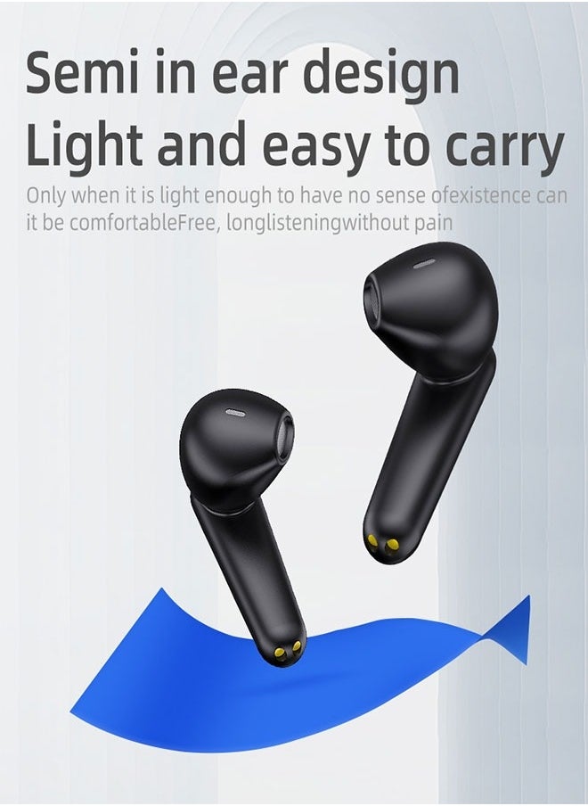 Generic - TWS Bluetooth Wireless Headset with Digital Display Semi-In-Ear,Noise Cancelling Waterproof,Beautiful and Fashionable,Sports Business,Work,Driving,Black - Image 1