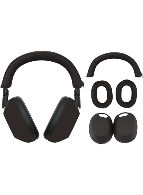 Silicone Case Cover for Sony WH-1000XM6 Headphones, Soft TPU Ear Cups Cover/Ear Pad Case Cover/Headband Cover for Sony WH-1000XM6(Black)