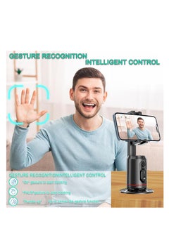 Furtey Auto Face Tracking Tripod 360° Rotating Auto Tracking Phone Stand, No App, Gesture Control Smart Shooting Camera Mount with Selfie Light and Remote for Live Vlog Streaming Video Tiktok-Rechargeable  - Image 2