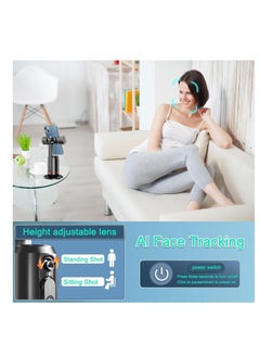 Furtey Auto Face Tracking Tripod 360° Rotating Auto Tracking Phone Stand, No App, Gesture Control Smart Shooting Camera Mount with Selfie Light and Remote for Live Vlog Streaming Video Tiktok-Rechargeable  - Image 5