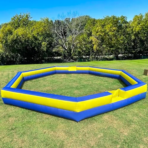 OZIS 26FT Inflatable Gaga Ball Pit with Builtin Blower Portable Gagaball Court for IndoorOutdoor SportsFamily Activities Easy to Setup BlueYellow - Image 1