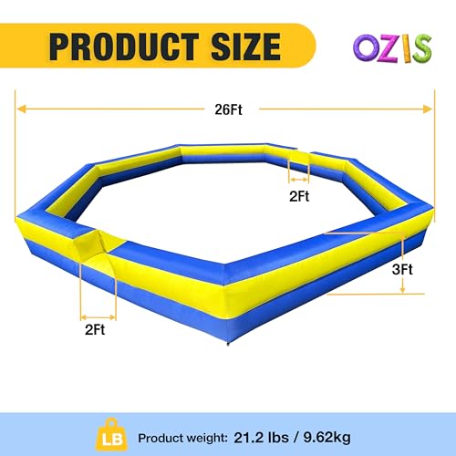 OZIS 26FT Inflatable Gaga Ball Pit with Builtin Blower Portable Gagaball Court for IndoorOutdoor SportsFamily Activities Easy to Setup BlueYellow - Image 5