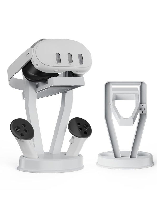 Generic Versatile Stand for Quest 3 and Quest 2 VR Headsets with Touch Controllers, Ideal Storage and Display Solution for Rift and Rift S, Elegant White Design  - Image 1