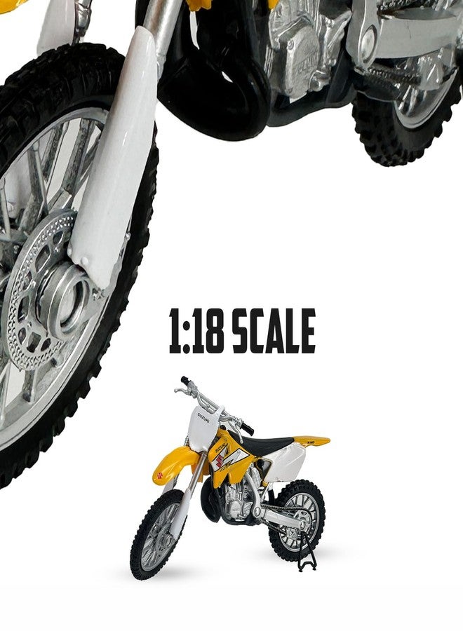 Welly Die Cast Motorcycle Yellow Suzuki RM250, 1:18 Scale, Collectible Model Dirt Bike - Image 5