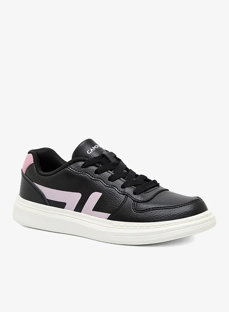 كامبس Women Vacro Memory Foam Lace-Up Sneakers-Black