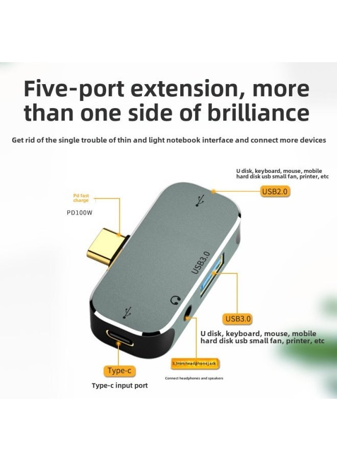 Type-C Docking Station HUB Multi-function Converter USB3.1/HDMI3.5 Headset USB3.0 Smart 3-Number Of Interfaces:YX-X4：1*USB3.0+1*Type-C(USB2)+2*USB2.0+1*PD  - Image 5
