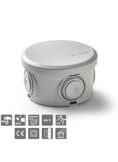 Famatel Watertight Enclosure Box, 4 Cones, Round, IP65, D70 x H45mm 