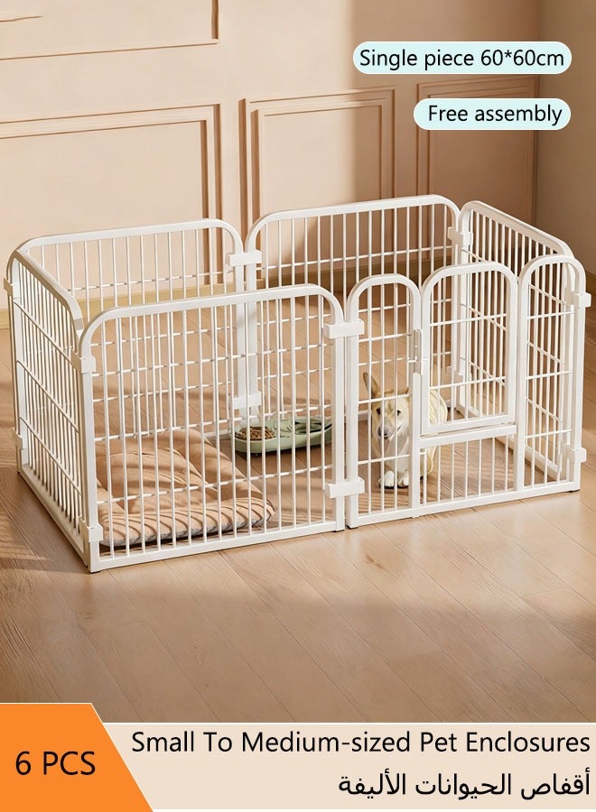 6 Panels DIY Small Animal Cage,Pet Playpen, Small Animal Cage Indoor Portable Metal Wire Yard Fence For Small Animals Puppy Kitten Bunny Turtle Hamster (White)  60x60cm - Image 1