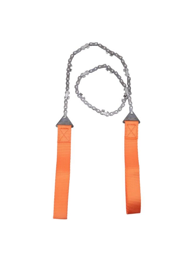 Thoraya Pocket Chainsaw Portable 11 Teeth Orange Lightweight Manganese Steel Hand Rope Chain Saw for Outdoor  - Image 1
