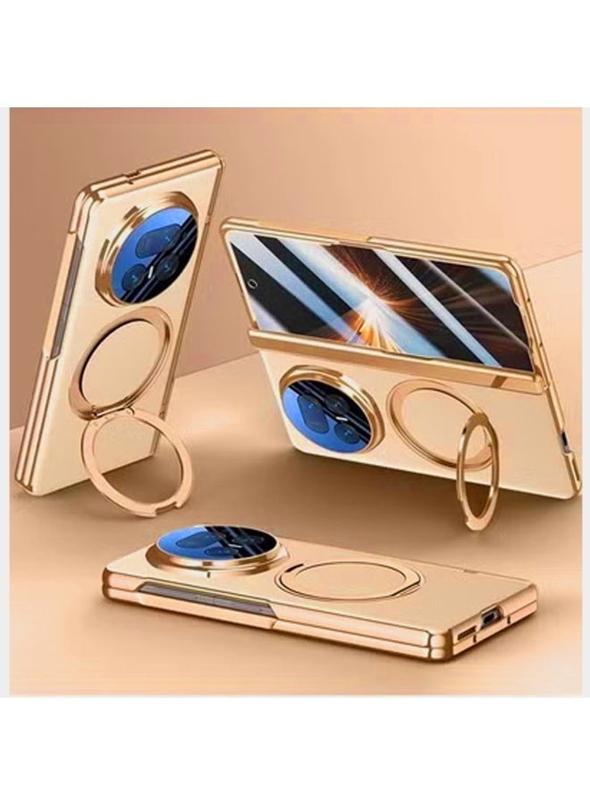 general Honor Magic V5 5G Magnetic Case [Built-in Screen Protector] [Wireless Charging] [Built-in Camera Protector] Leather Case 360° Rotatable Stand