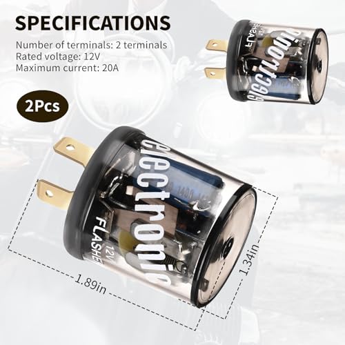 Hbxdeco 2PCS Flasher Relay, 2 Pin 12V Heavy Duty Turn Signal Relay for Fixing Hyper Flashing, 2 Prong Round Electronic Flasher Blinker Relays Replacement for Car Truck SUV - Image 2