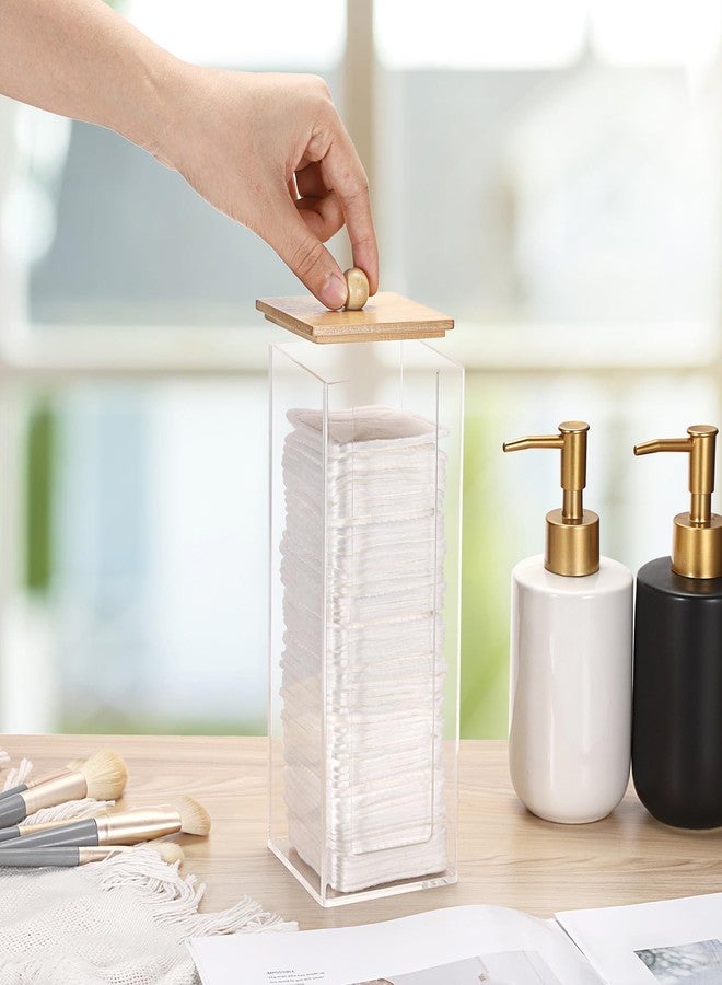 GUSHBIN Acrylic Clean Pad Storage Box Vertical Cotton Pads Holder Square Makeup Pad Dispenser with Lid Clear Bathroom Countertop Vanity Organizer - Image 2