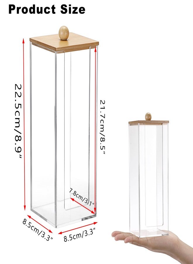 GUSHBIN Acrylic Clean Pad Storage Box Vertical Cotton Pads Holder Square Makeup Pad Dispenser with Lid Clear Bathroom Countertop Vanity Organizer - Image 3