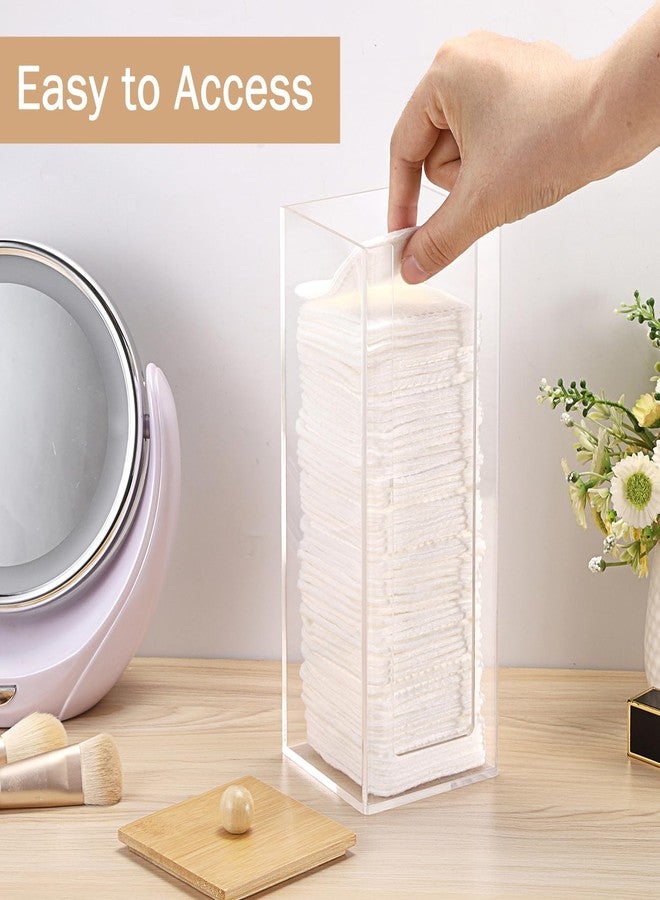 GUSHBIN Acrylic Clean Pad Storage Box Vertical Cotton Pads Holder Square Makeup Pad Dispenser with Lid Clear Bathroom Countertop Vanity Organizer - Image 4
