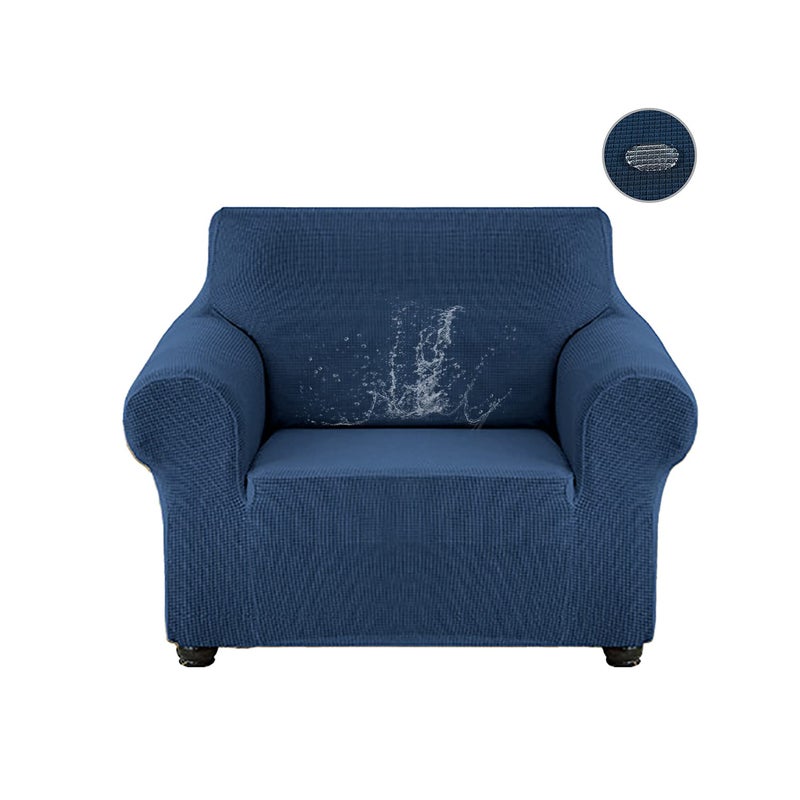 Bukela Waterproof Sofa Slipcover, Non-slip Couch Cover Leakproof Furniture Protector, Stretch Spandex Jacquard Fabric Sofa Cover with Elastic Bottom for Kids, Pets, Dog and Cat (Blue, S) - Image 1