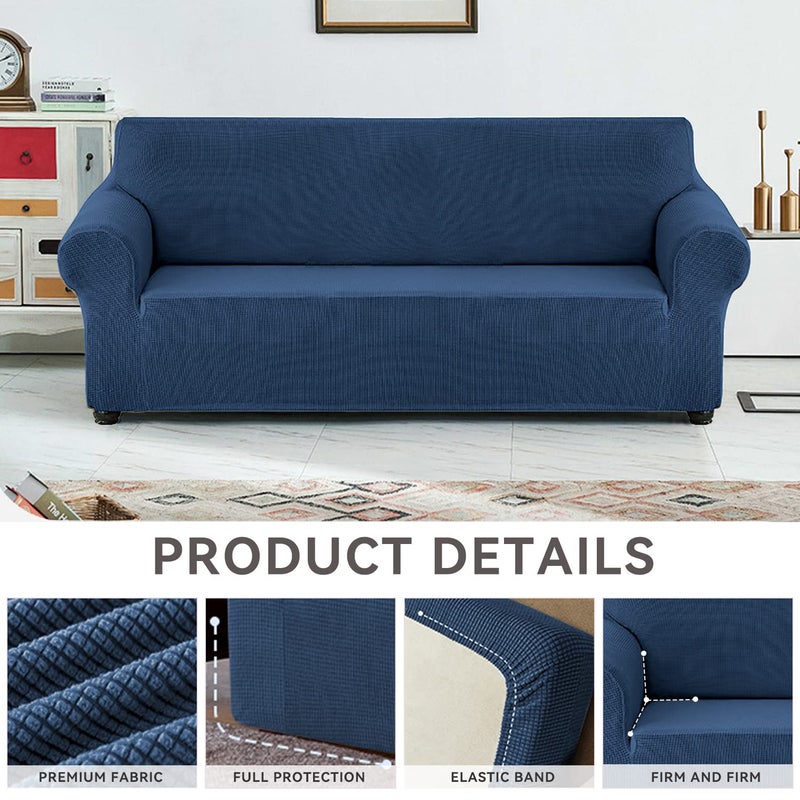 Bukela Waterproof Sofa Slipcover, Non-slip Couch Cover Leakproof Furniture Protector, Stretch Spandex Jacquard Fabric Sofa Cover with Elastic Bottom for Kids, Pets, Dog and Cat (Blue, S) - Image 4