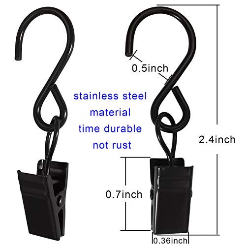 AMZSEVEN Stainless Steel S Hooks Curtain Clips, 50 Pack Hanging Party Lights Clips Hangers Gutter Photo, Art Craft Display, 2.4 Inch Long, Black - Image 2