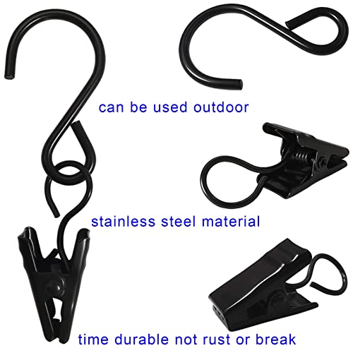 AMZSEVEN Stainless Steel S Hooks Curtain Clips, 50 Pack Hanging Party Lights Clips Hangers Gutter Photo, Art Craft Display, 2.4 Inch Long, Black - Image 3
