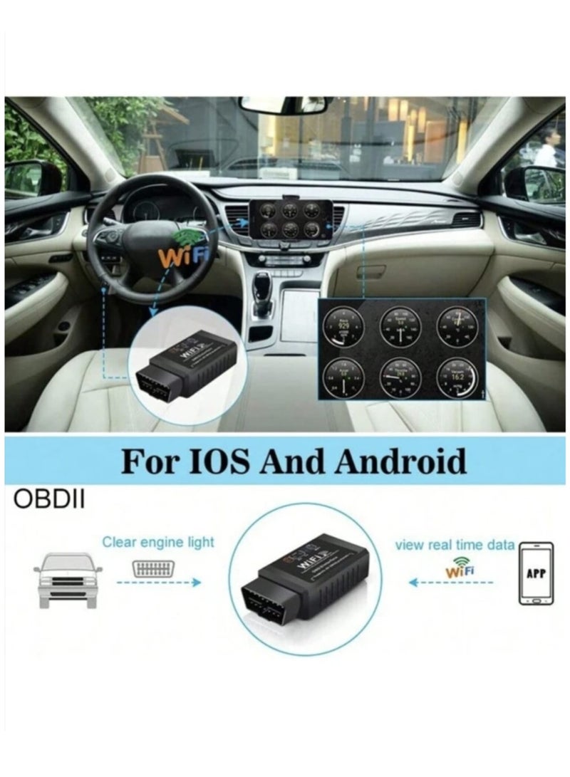 Generic A car diagnostic and inspection tool that works wirelessly via OBD2-OBDii Elm327 Wi-Fi, allowing testing without the need for a car expert. - Image 2