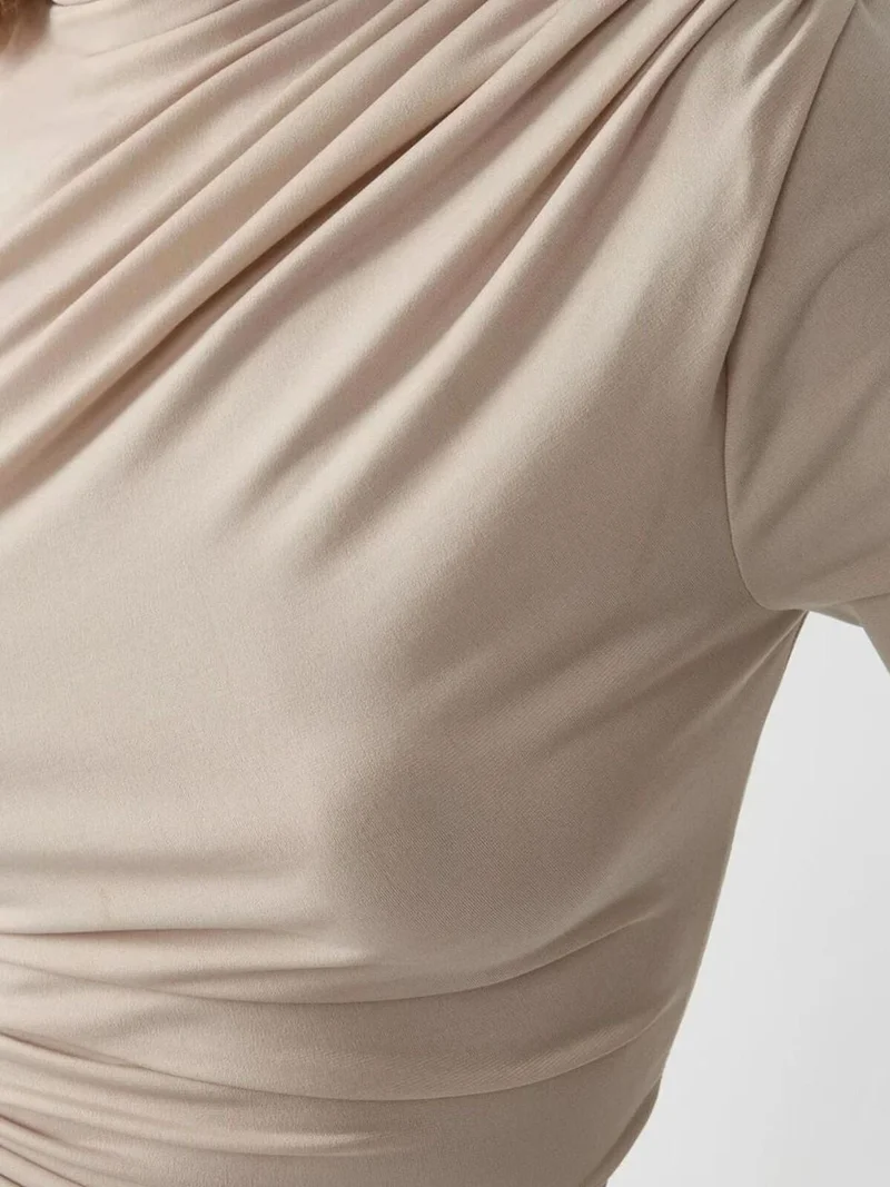 HICCUP High Collar Drape Detail Blouse