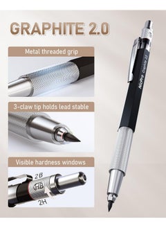 Nicpro 35Pcs Art Mechanical Pencil Set, 3 Pcs Metal Drafting Pencil 0.5 Mm & 0.7 Mm & 0.9 Mm & 3 Pcs 2Mm Lead Holder (6B 4B 2B Hb 2H 4H Colors) For Sketching Drawing With 20 Tube Lead Refills Case  - Image 3