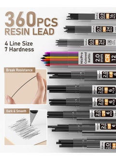 Nicpro 35Pcs Art Mechanical Pencil Set, 3 Pcs Metal Drafting Pencil 0.5 Mm & 0.7 Mm & 0.9 Mm & 3 Pcs 2Mm Lead Holder (6B 4B 2B Hb 2H 4H Colors) For Sketching Drawing With 20 Tube Lead Refills Case  - Image 4
