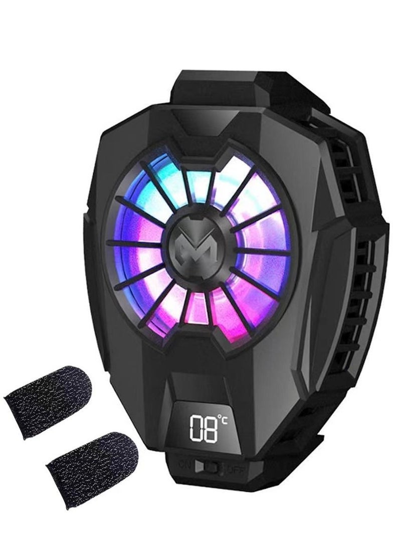 Mobile Phone Radiator Temperature Display Semiconductor Gaming Universal Cooler with Finger Gloves  - Image 1