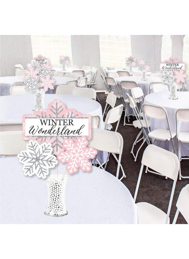 Big Dot of Happiness Pink Winter Wonderland Holiday Snowflake Birthday Party And Baby Shower Centerpiece Sticks Showstopper Table Toppers 35 Pieces  - Image 3