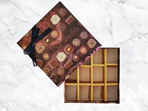MASOOM NX 12 Cavity Decorative ChocolateSweets Packing Rigid Cardboard Bag Empty Gift Box Set of 4 Boxes Size 16cm x 16cm x 4cm 4 Boxes