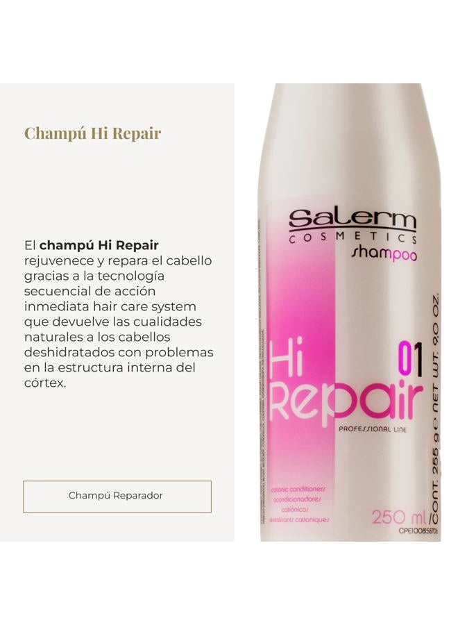 Salerm Cosmetics Repair Shampoo - Hi Repair Shampoo - 250 ml - Deep Hydration for Damaged Hair - Repairs and Rejuvenates - Shinier and Softer Hair - Immediate Effect - Image 2