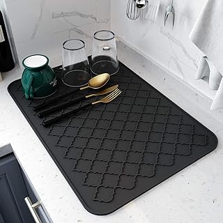 AMOAMI Dish Drying Mats for Kitchen Counter,Eco friendly,Heat Resistant Mat 12" x 16" - Image 1