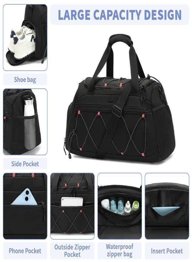 BOSSTIN Gym Backpack for Women - 40L Duffel Bag with Shoe Compartment, Travel Weekender, Personal Item, Workout Tote Black - Image 4