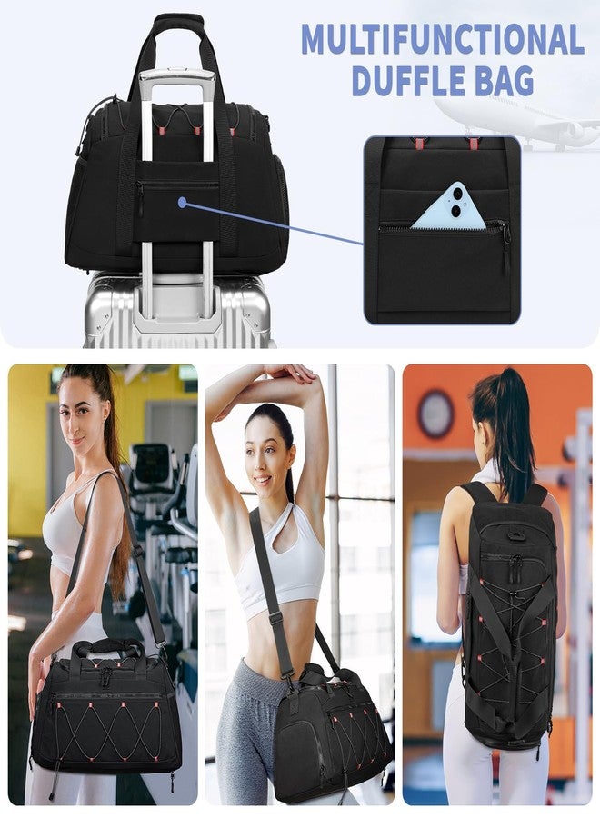 BOSSTIN Gym Backpack for Women - 40L Duffel Bag with Shoe Compartment, Travel Weekender, Personal Item, Workout Tote Black - Image 3