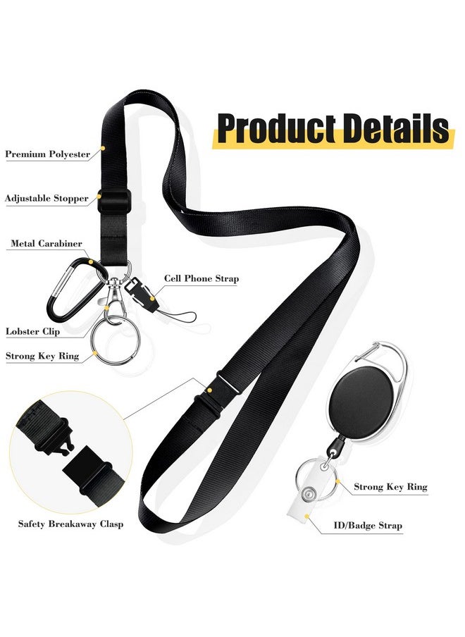 ELV Badge Holder Id Badge Card Holder Wallet With 5 Card Slots 1 Rfid Blocking Pocket Retractable Reel And Neck Lanyard Strap For Offices Id School Id Driver Licence  - Image 3